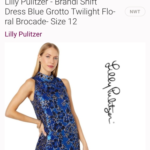 Lilly Pulitzer Blue and Black Floral Sleeveless Dress Sz 0 Zero Brandi Shift - Picture 4 of 15